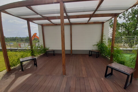 Comfort City Bursztyn pergola patio lipiec 2020