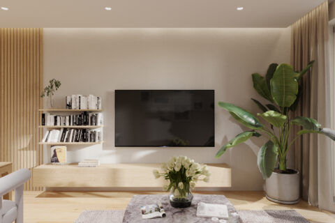 przykładowa aranżacja salonu w mieszkaniu nr 75 Comfort City Agat